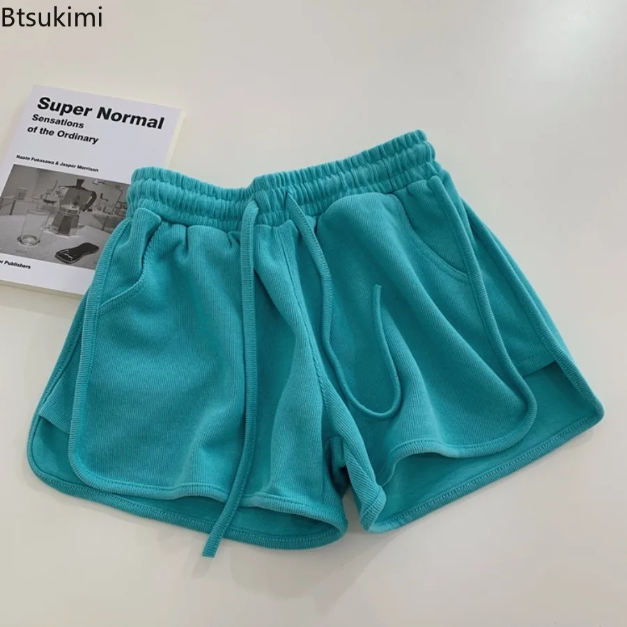 New2025 Women's Summer Casual Loose Drawstring Sports Shorts Elastic High Waist Fitness Running A-line Shorts Leisure Home Pants