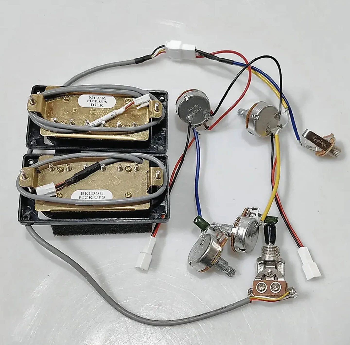 Guitar Humbucker Pickups with 2V2T Wiring Harness and 2C Quick-connect Terminals Set for LP Guitars Replacement Parts