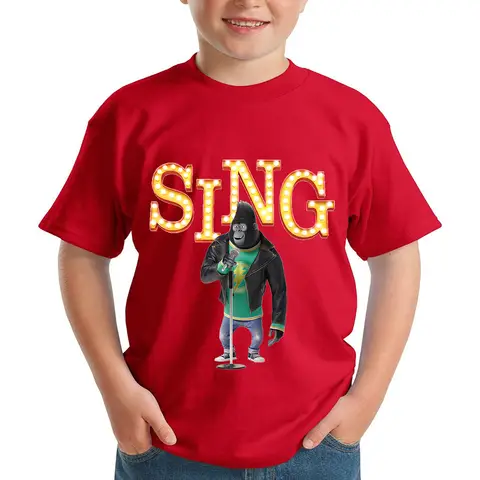 Sing Movies T-shirt Kids Fashion O-neck T-shirt Children Short Sleeve Tops Johnny Sing Clothing Boys Girls Summer Cartoon Tees