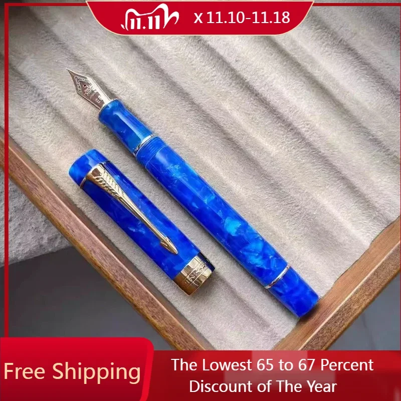 

Jinhao Resin Fountain Pen F/M 0.5MM 0.7MM Nib, Beautiful Transparent Blue Ink Pens,Metal with Clip Converter for Writing School