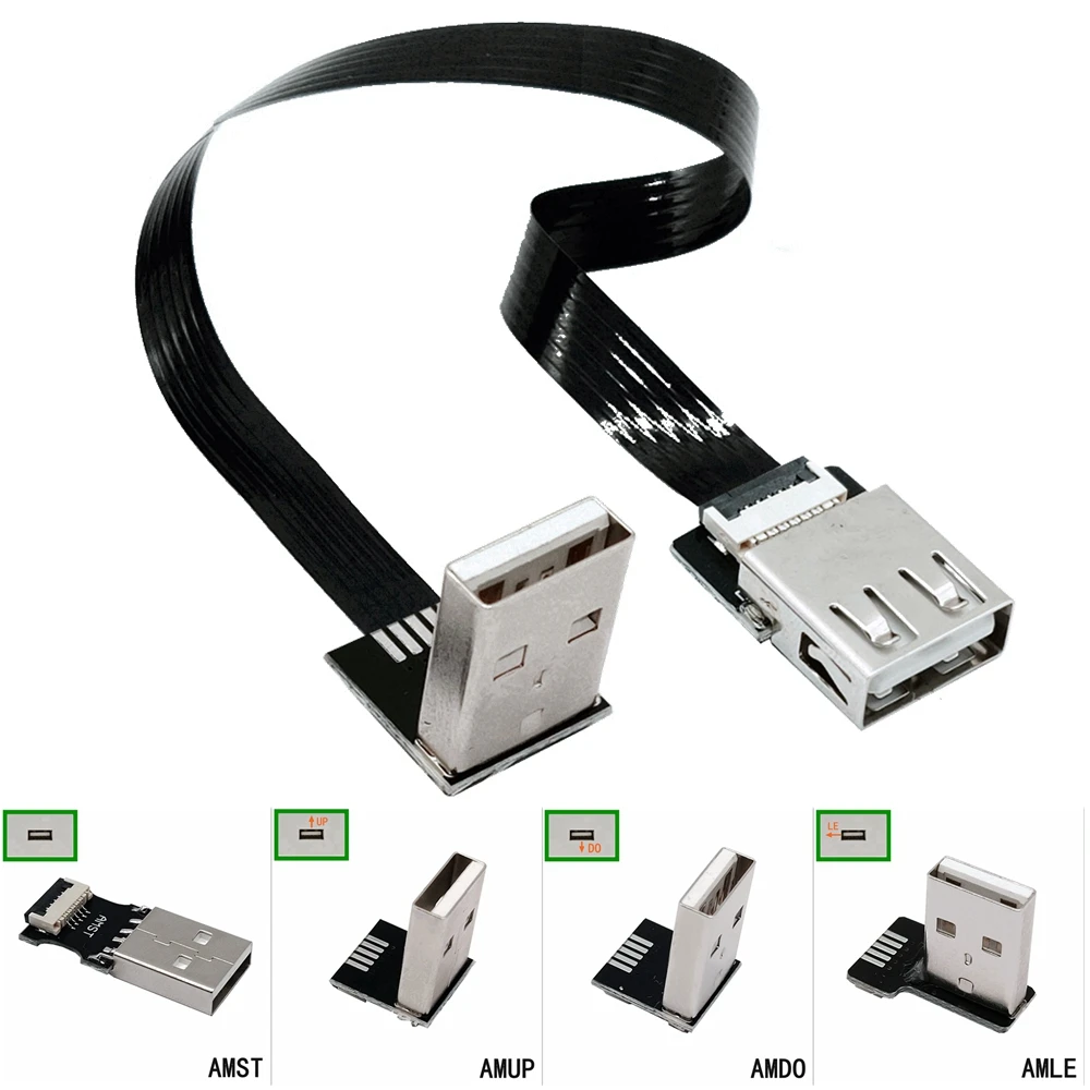 FPV 5CM-100CM monitor standard USB 2,0 männlich zu weiblich FFC Super Weiche Ultra Dünne Flache FPC laden ribbon Kabel