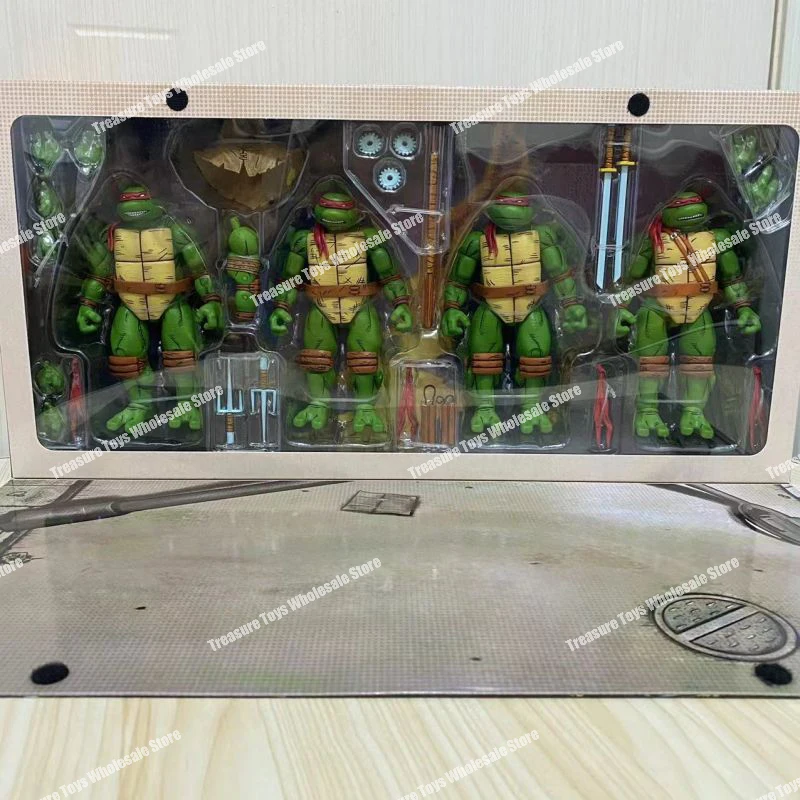 Original Neca TMNT 54329 Figure Collection Desktop 4-Pack Model Statue Anime Action Figure Kids Christmas Gift Toys