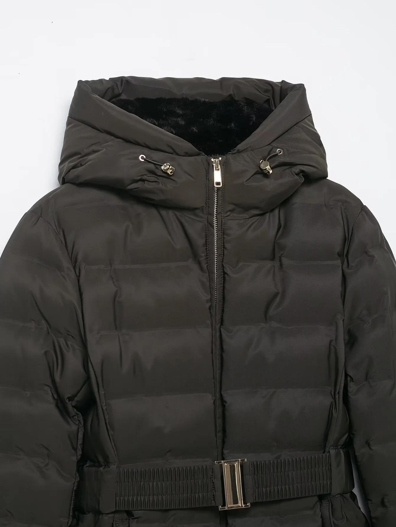 Jaket Katun Wanita Musim Dingin 2025, Kasual, Modis, untuk Kerja, Model Pendek, Slim Fit, Tahan Air, Anti Angin, Tebal, Berkerudung