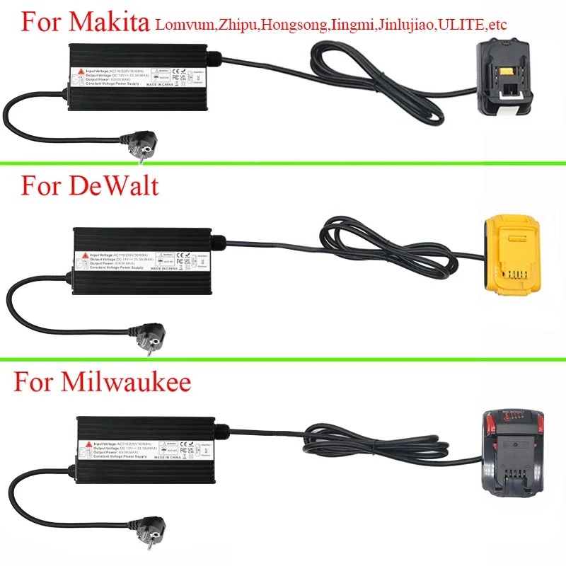 600W AC 110V/220V Adjustable Voltage Adapter Converter to DC 18V Power Supply with EU Plug for Makita for Milwaukee for DeWalt