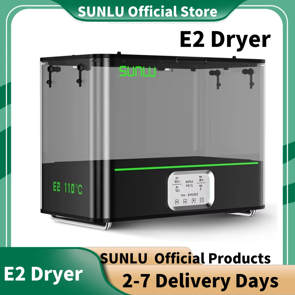 

Сушилка для нити SUNLU E2 3D поддерживает 1 кг или 3 кг PLA PETG PLA + до 110 ℃ Макс. Емкость 372×192мм×186мм