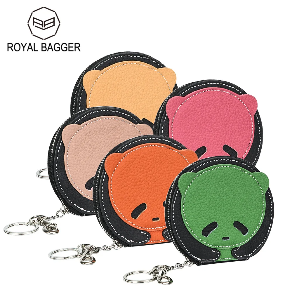 

Royal Bagger Cute Coin Purse for Women Genuine Cow Leather Contrast Change Pouch Small Wallet Key Headphone Storage Bag 1584