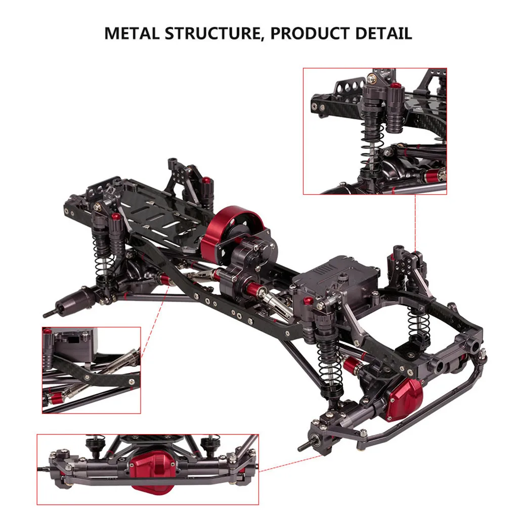 RC Car Frame Kit 1/10 CNC All Aluminum Chassis Remote Control for 1/10 RC Crawler Car Axial SCX10 90046 Rock Off Road Truck Rigs