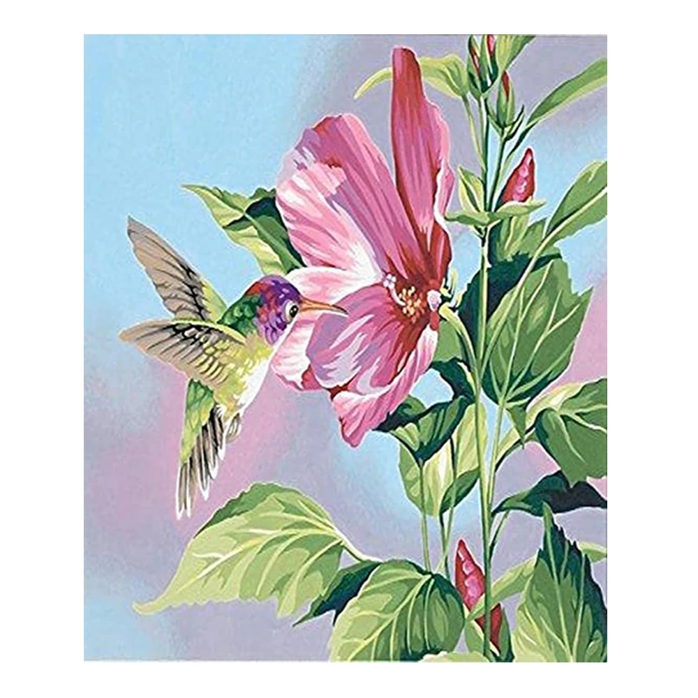 LZAIQIZG 5D Diamond Painting Hibiscus Hummingbird Full Square/Round Diamond Cross Stitch Kit Embroidery Picture  Home Decoration