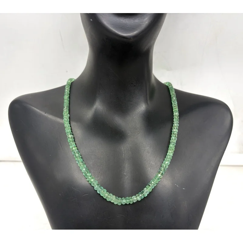 Emerald Necklace 20” Round Faceted 4–5mm Gemstone Sterling Silver