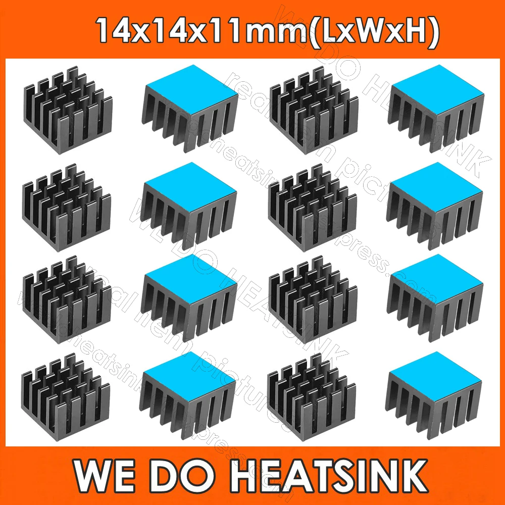 

Wholesale 14x14x11mm Black Slotted Anodized Aluminum Raspberry / Banana pi Heatsink With Thermally Conductive Transfer Pad