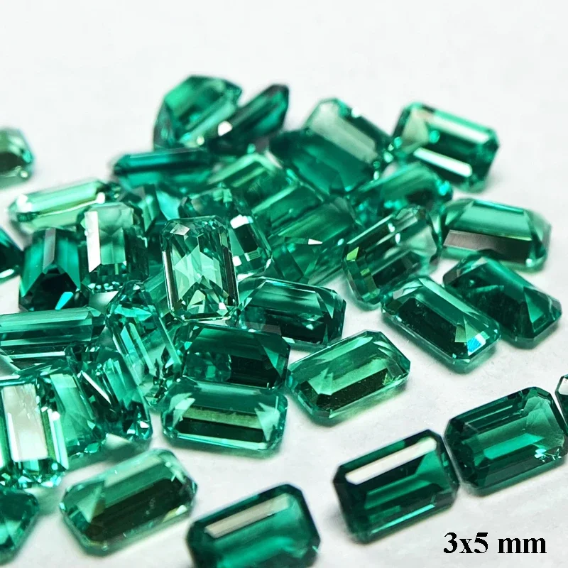 Lab Grown Columbian Emeralds 3x5mm Small Size Emerald Cut DIY Ring Necklace Earrings Main Materials Charms Jewelry Making