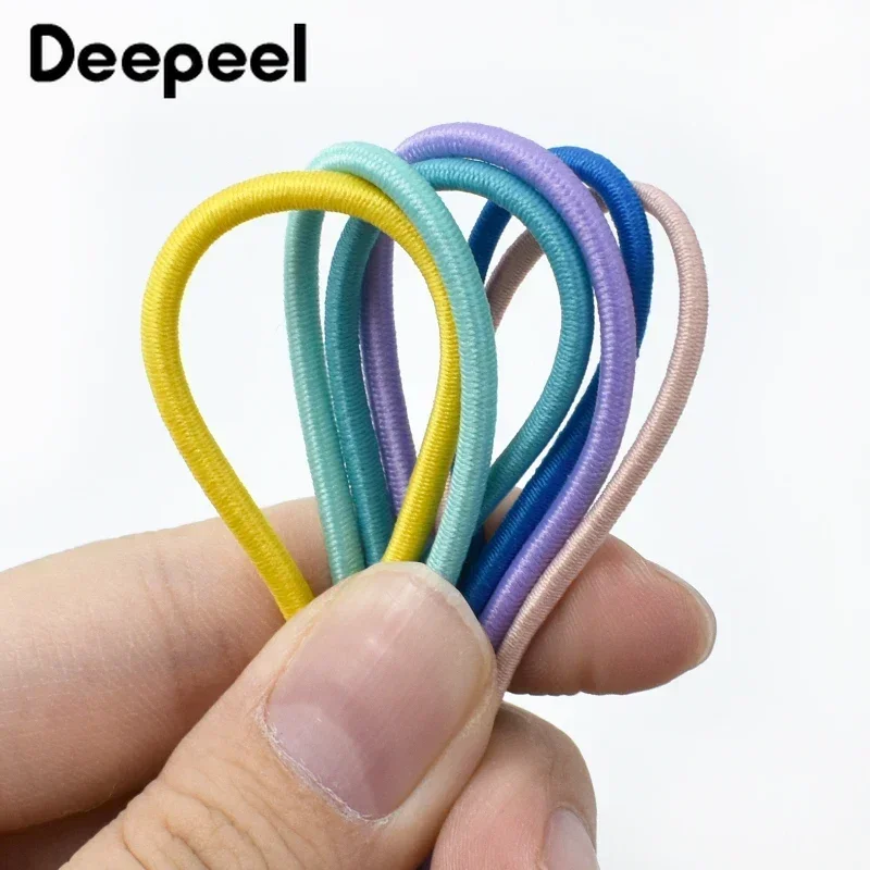 10/20/50M Deepeel 2.5mm Colorful Elastic Rope Polyester Round Rubber Elastics Cord Shoes Hair Band Ribbon DIY Sewing Accessories