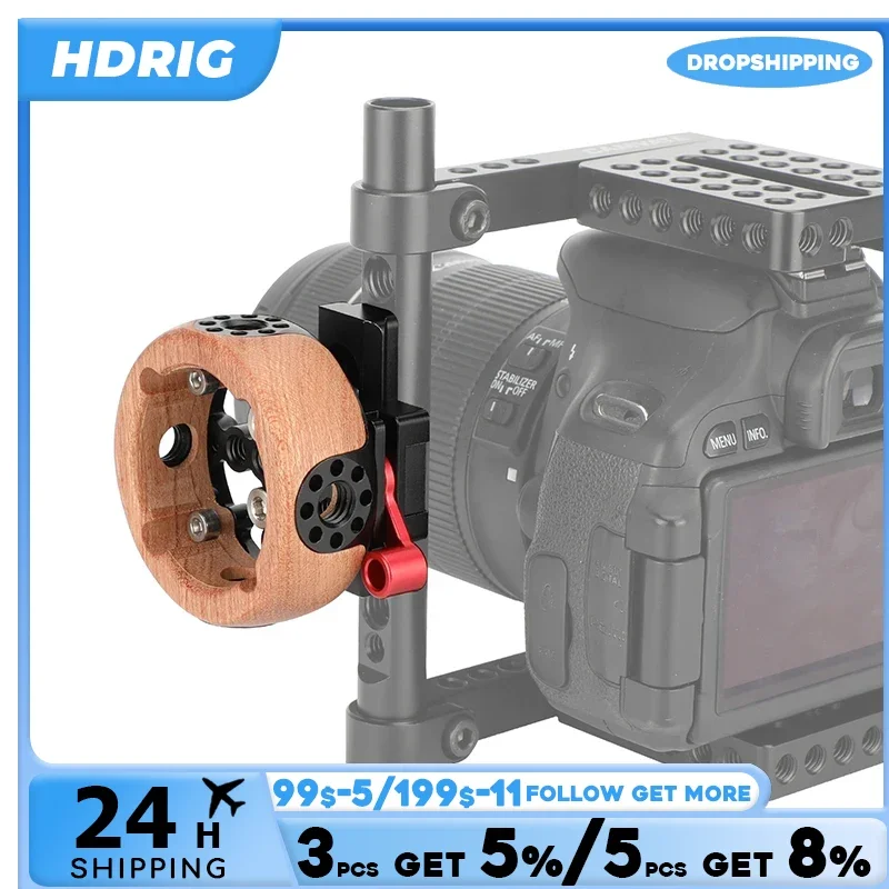 HDRIG Gỗ Tay Cầm Với NATO Kẹp & 2.36 "Đường Sắt (Tròn) cho Trái Hoặc Bên Phải Dành Cho Máy Ảnh DSLR/Máy Ảnh Mirrorless / Video Khung Máy Ảnh/Giàn Khoan