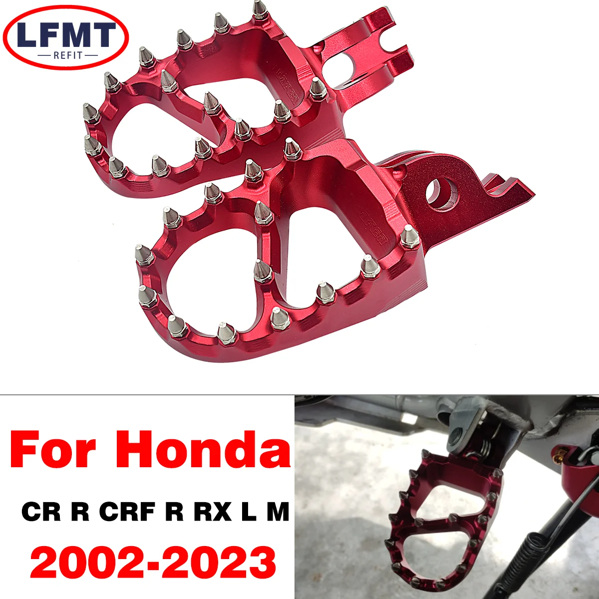 Motorcycle CNC Foot Pegs Rests Pedals Footpegs For Honda CRF250X CRF450R CR125R CR250R CRF150R CRF250R CRF450X CRF450L 2002-2023