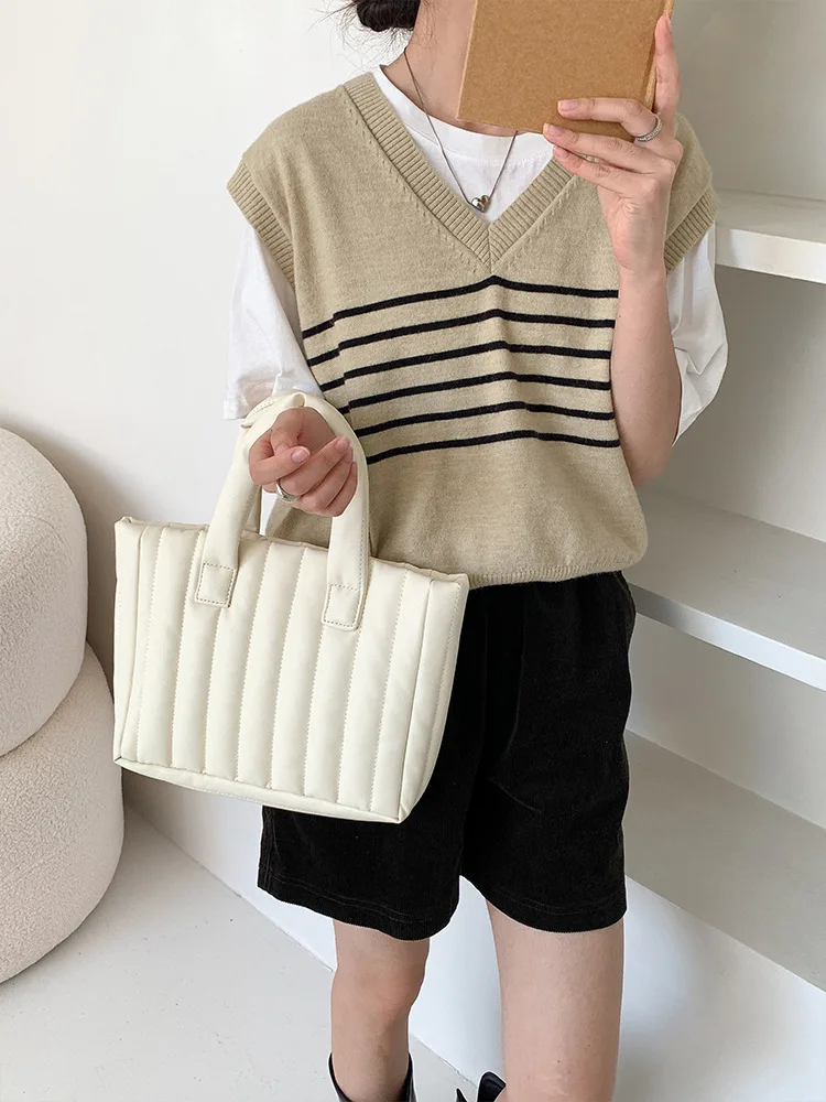 

2024 Pu Women Vintage Simple Handbags Versatile Designer Luxury Office Ladies Clutch Solid Soft Tote Fashion Casual New Shopping