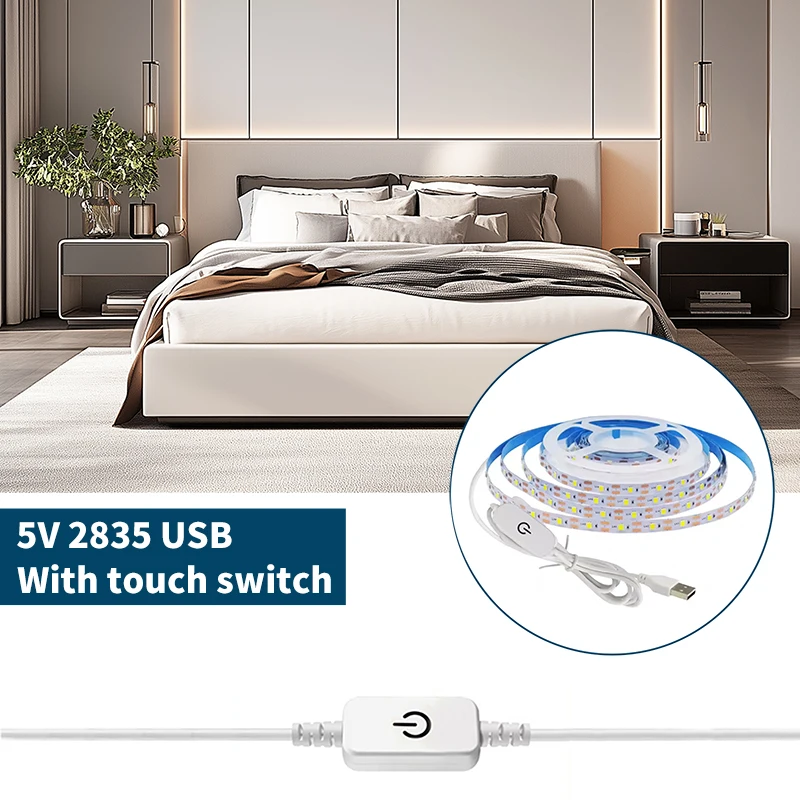 

5V USB 2835 LED Strip Light 60LEDs/M With Touch Dimmer Switch White Warm White Natural White Flexible Light Strip for Decoration