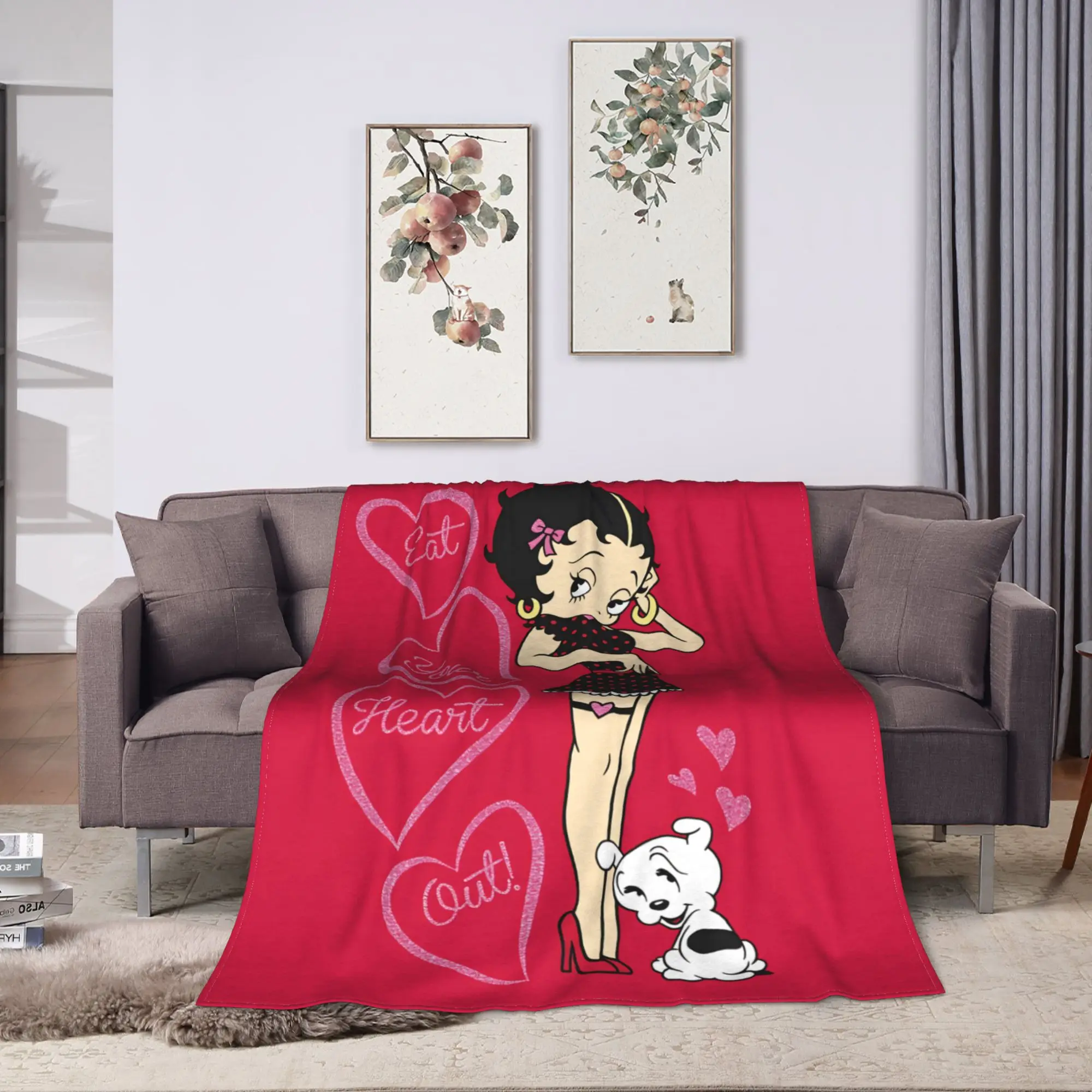Soft Blanket Travel Office B-Bettys Boops Merry Christmas Throw Blanket  Flannel Bedspread For Couch Chair Novelty Sofa Bed