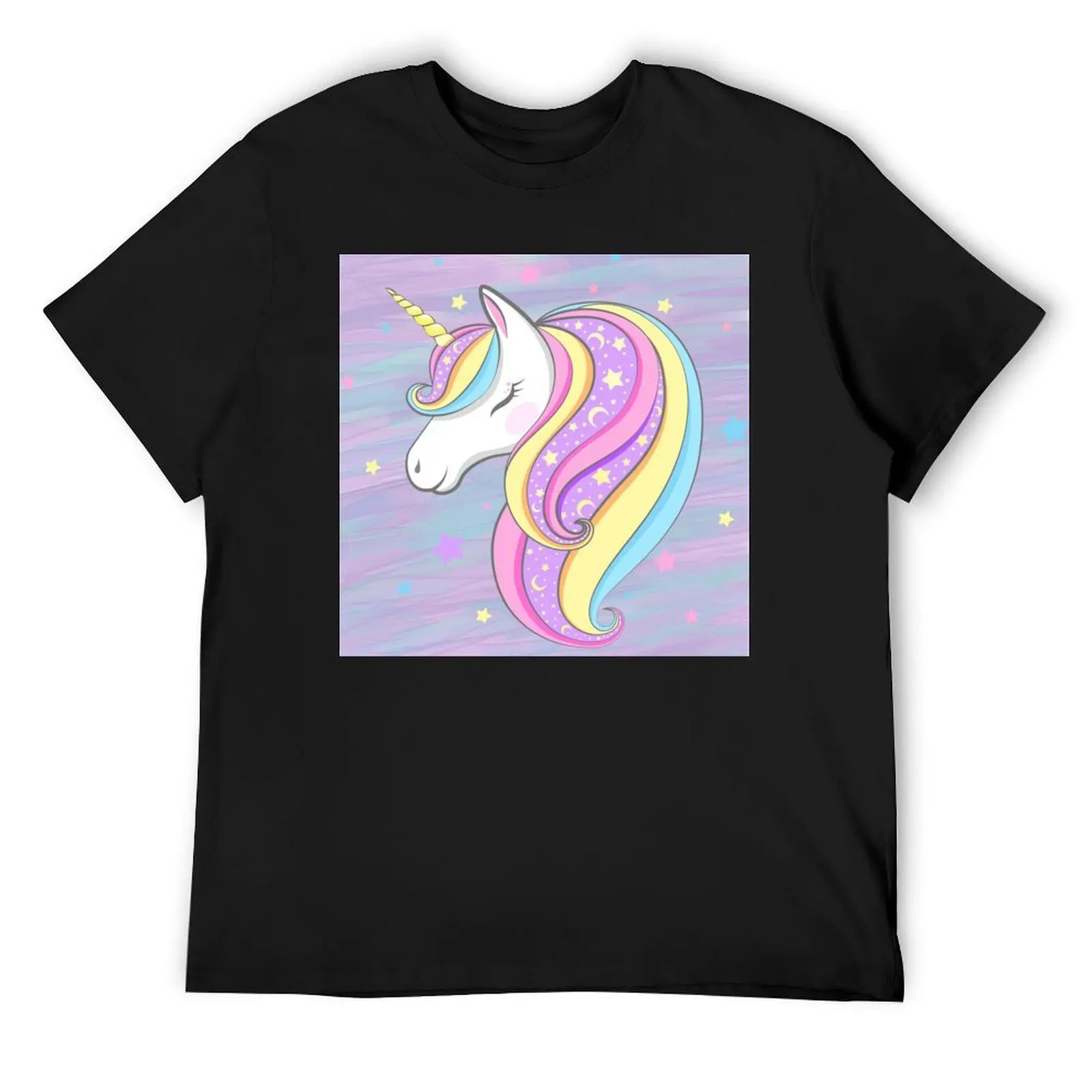 Unicorn With Stars Background T-Shirt anime figures korean fashion mens graphic t-shirts funny