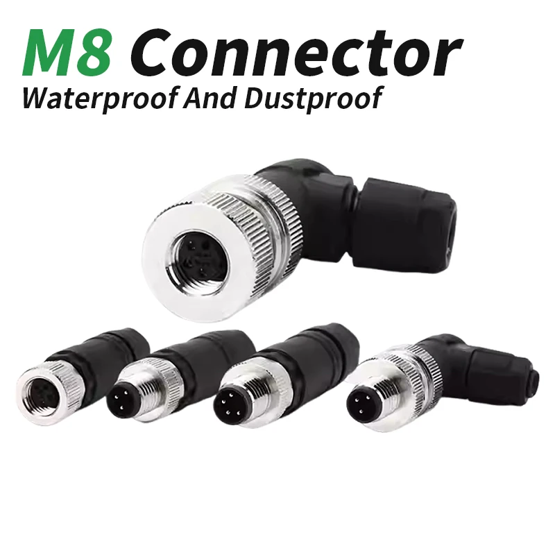 

M8 Waterproof Aviation Sensor Socket Circular Plug Elbow/Straight Head Male/Female 3 4 Pin Connector Connection Adapter