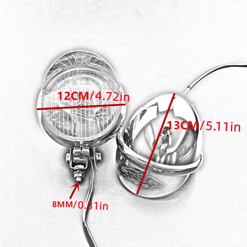 Pair Universal Chrome 12V Motorcycle Front Spot Light Headlight Fog Driving Lamp For Cafe Racer Old School