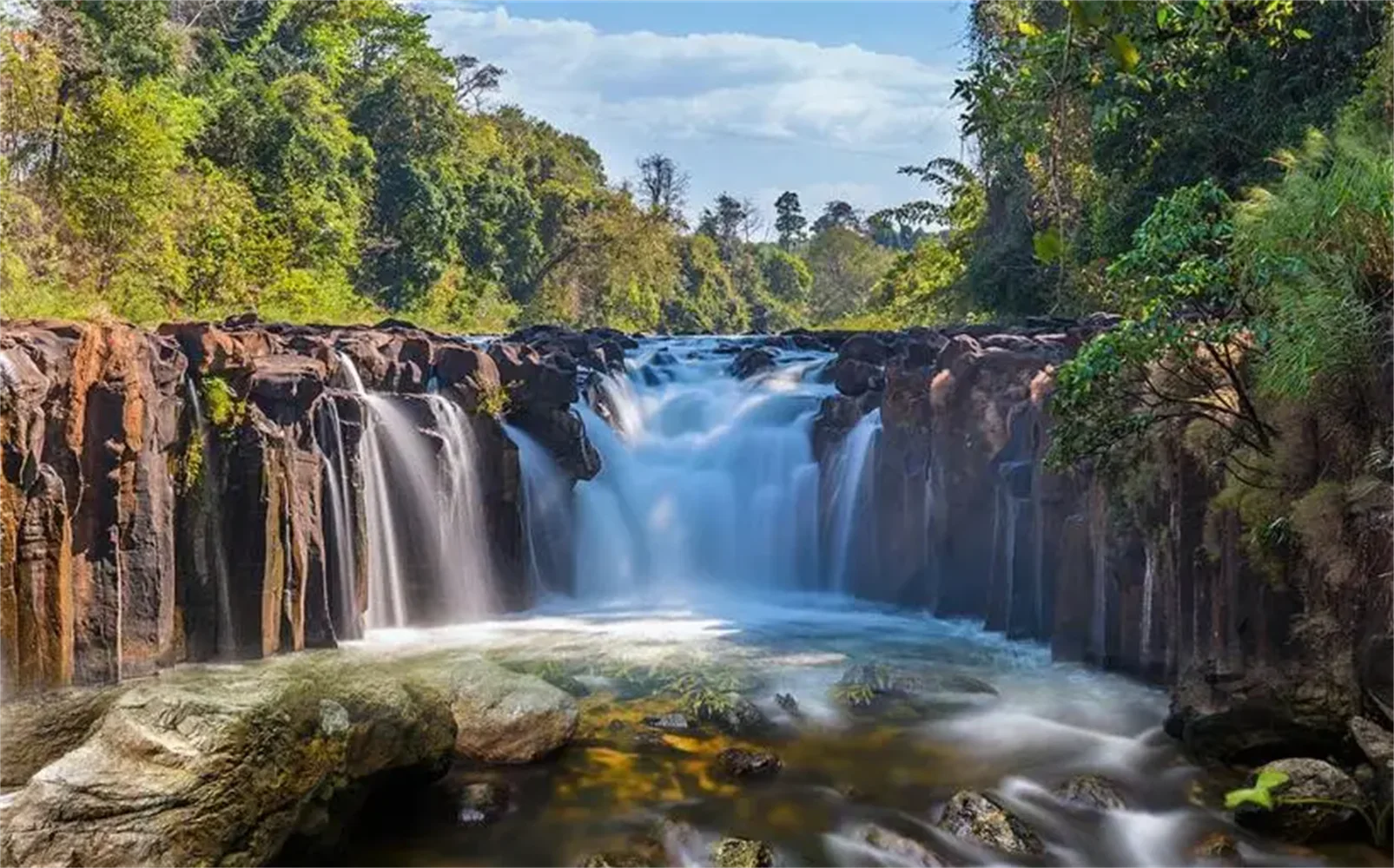Nordic TV background 3d wallpaper modern Large Forest creek waterfall woods wallpapers living room bedroom decoration
