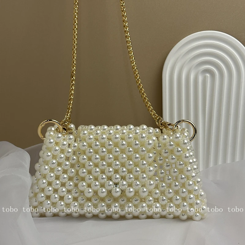 Borse e borsette di perle personalizzate catena di metallo borse piccole con perline di moda Fairy Bead Dinner Crossbody Anime Bags per le donne