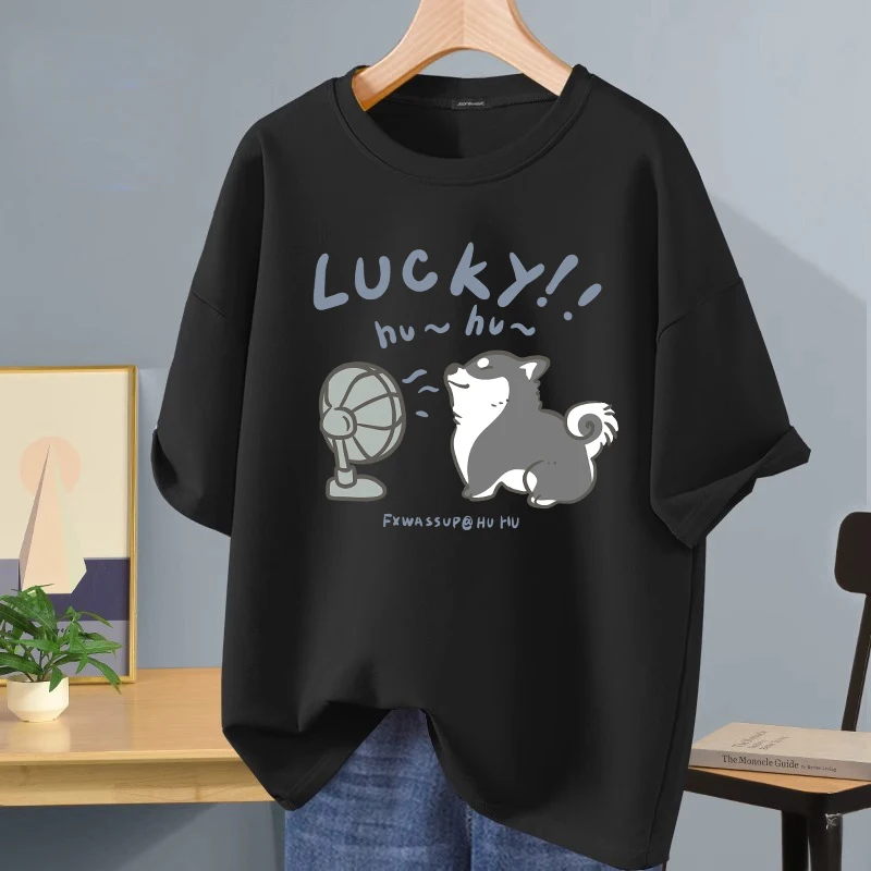

LUCKY Puppy, мужская модная брендовая одежда из чистого хлопка с принтом для пар, мужская и женская футболка с короткими рукавами, модный бренд