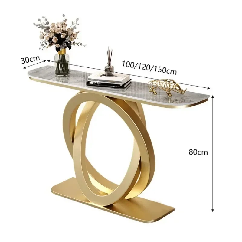 Luxury tablet computer console table, Italian semi-circular iron entrance cabinet table, home furniture creative corridor end