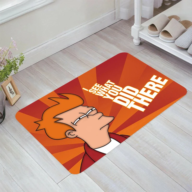 F-Futurama Cartoon Floor Mat Kitchen Rug Room Mats Home Balcony Carpets Carpet Entrance of House Rugs Foot Doormat Door Bathroom