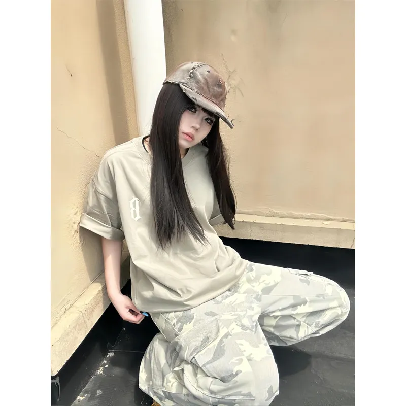 

American Sle Casual Cargo Pants Men's High Waist Straight Leg Wide Leg Pants ket Design Comfortable Wear Resistant