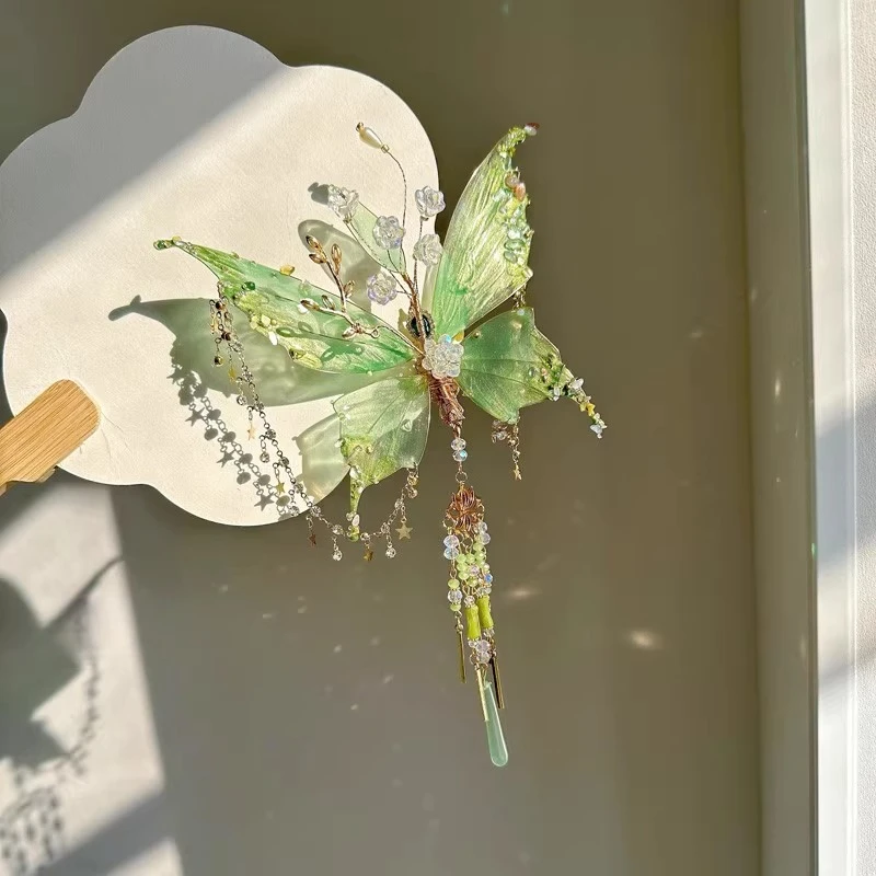 

Super Fairy Elf Hair Accessories Forest Style Beauty Butterfly Hanfu Headwear National Style Su Border Clip