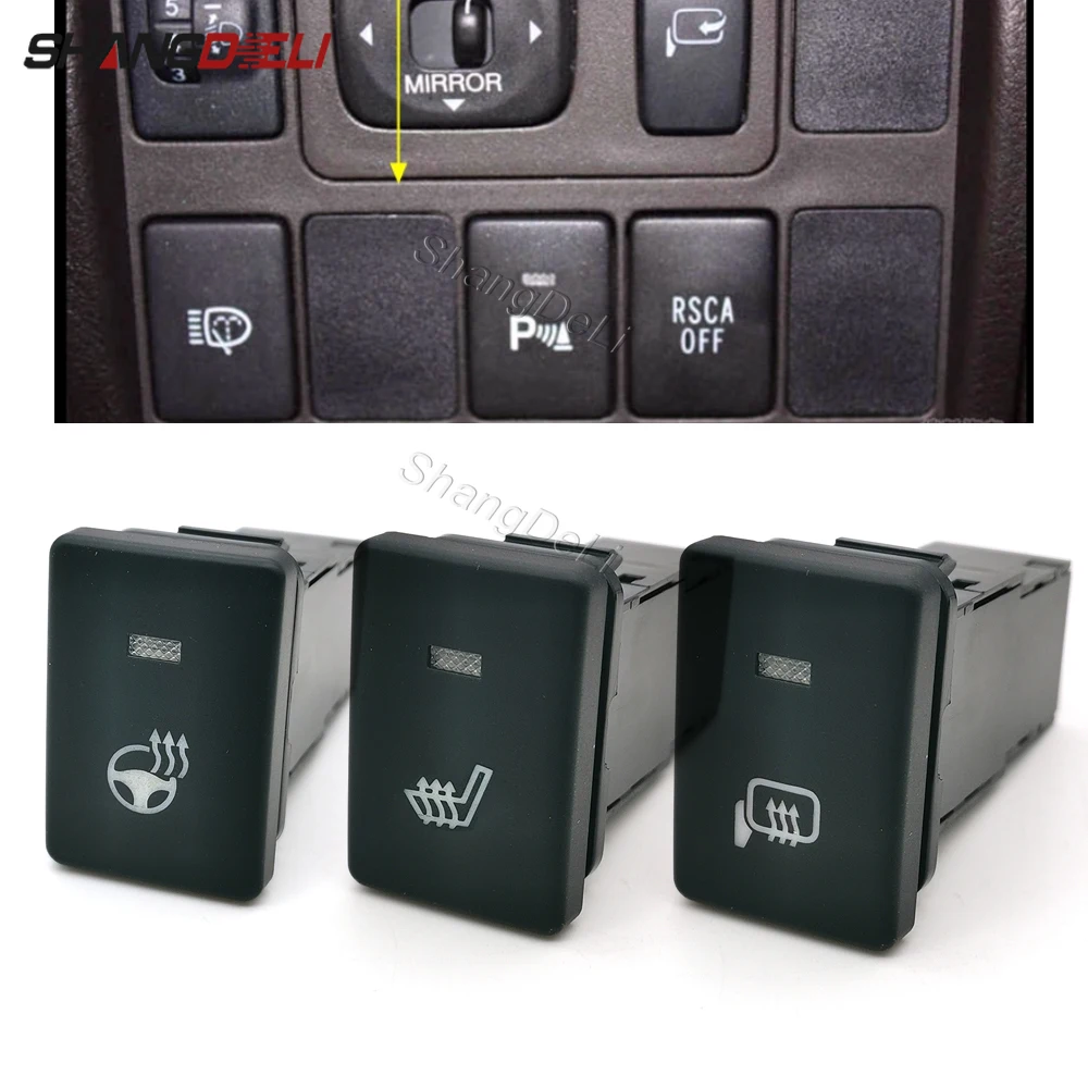 

Car Power On Off Rearview Mirror Steering Wheel Heat Seat Heated Button Switch with Wire for Toyota Camry Prius Corolla Prado
