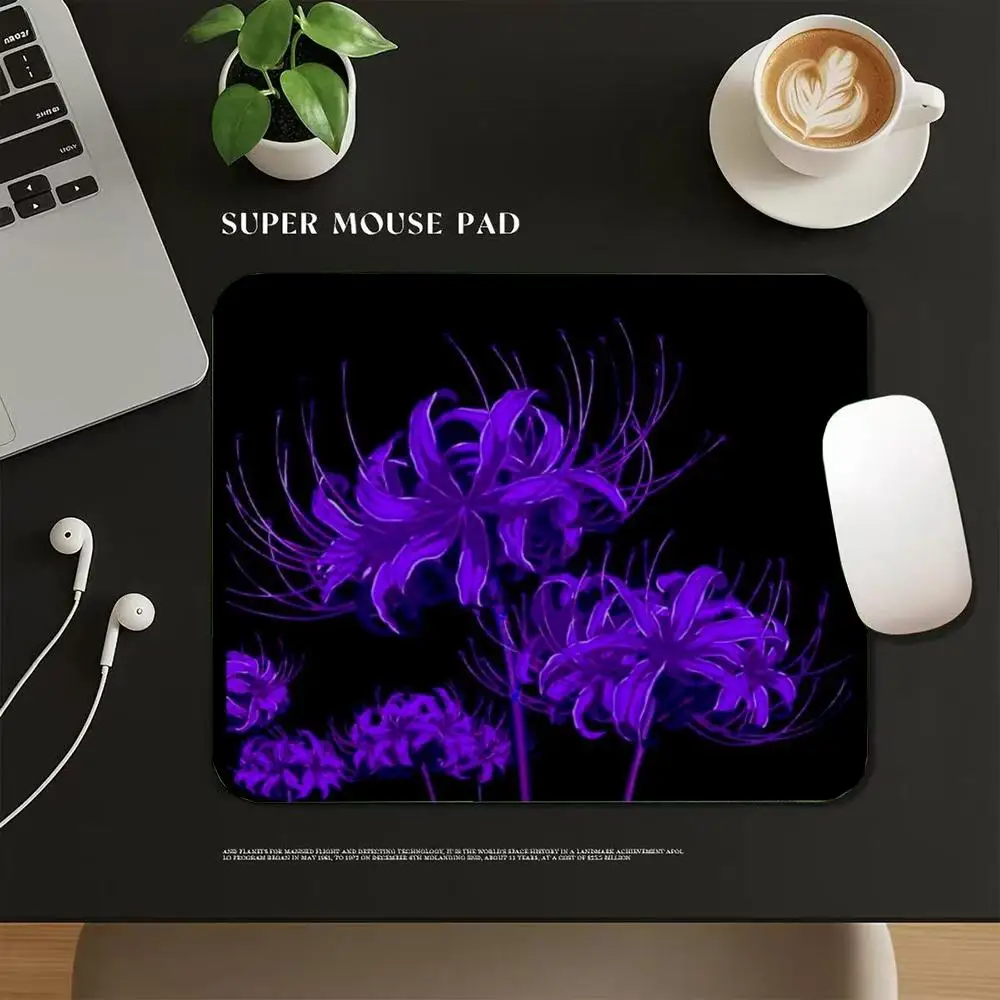 Purple Lycoris Radiata Flower Gaming Mouse Pad Non-Slip Rubber Base Square Desktop Computer Mouse Mat  E-sport Mousepads 45X40CM