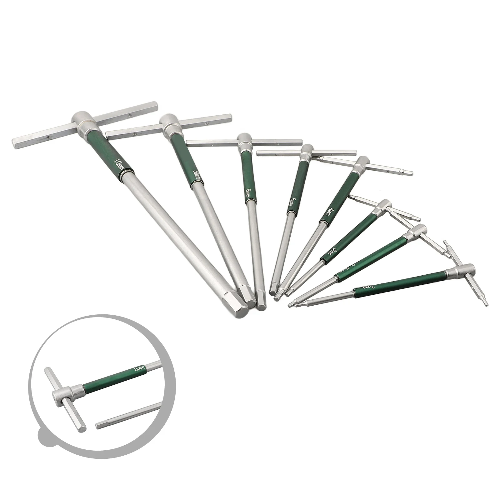 High-Speed T-Shaped Spanner Set, Rotating Hexagonal, T-Shaped, Conveniente, Bom Desempenho, Sliver Aço Inoxidável