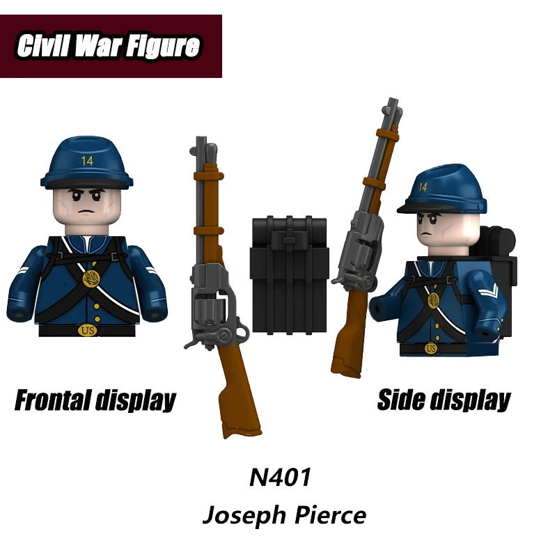 New Civil War Figure Mini Soldier Gun Mini Ammunition Bag Building Blocks Moc Model Kids Toys Gift For Boys Girls Juguetes 2024