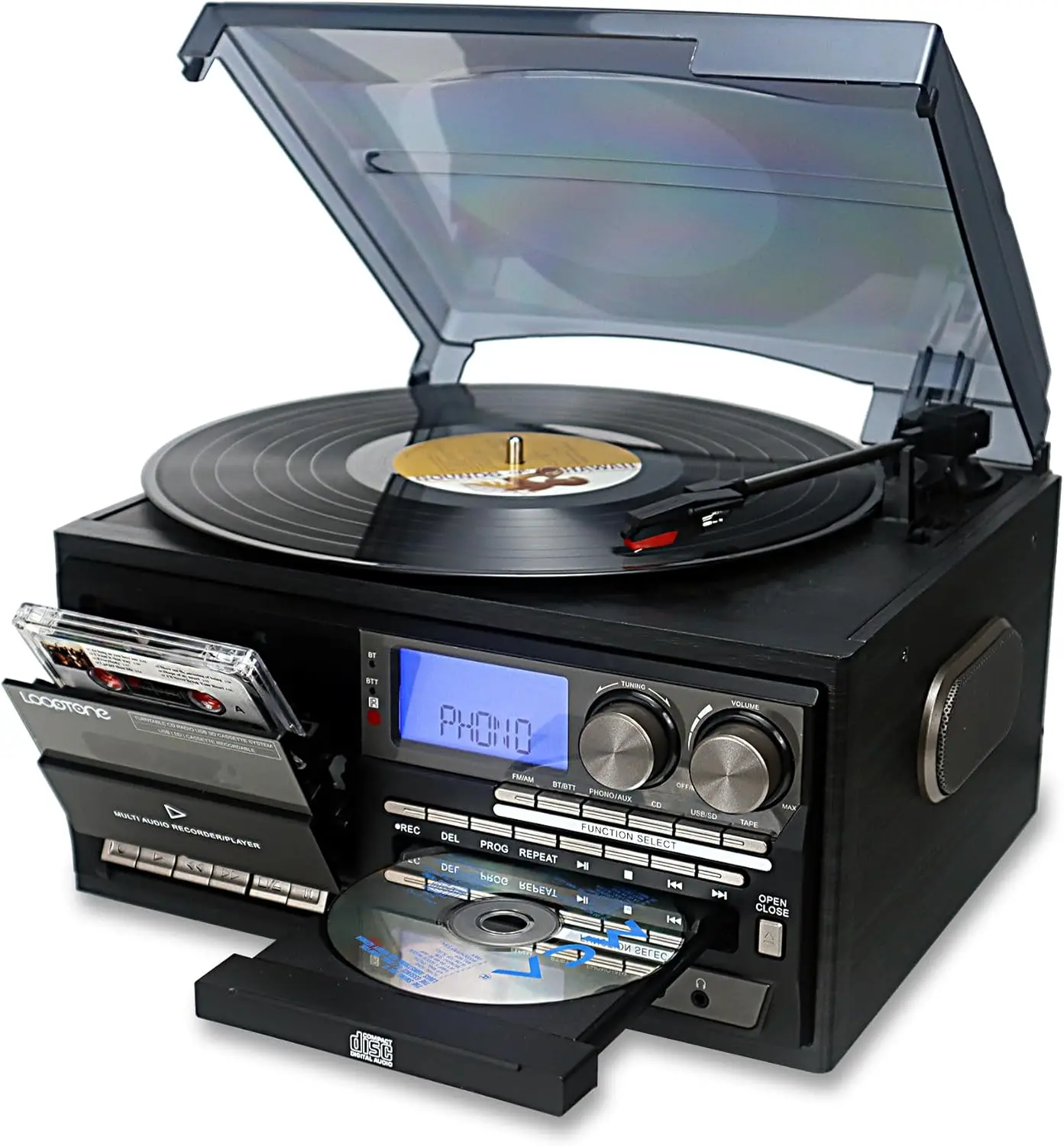 10-in-1VintageTurntablewithBluetooth,CD,Cassette,AM/FMRadio&USBRecording(Black-Grey)-AliExpress13