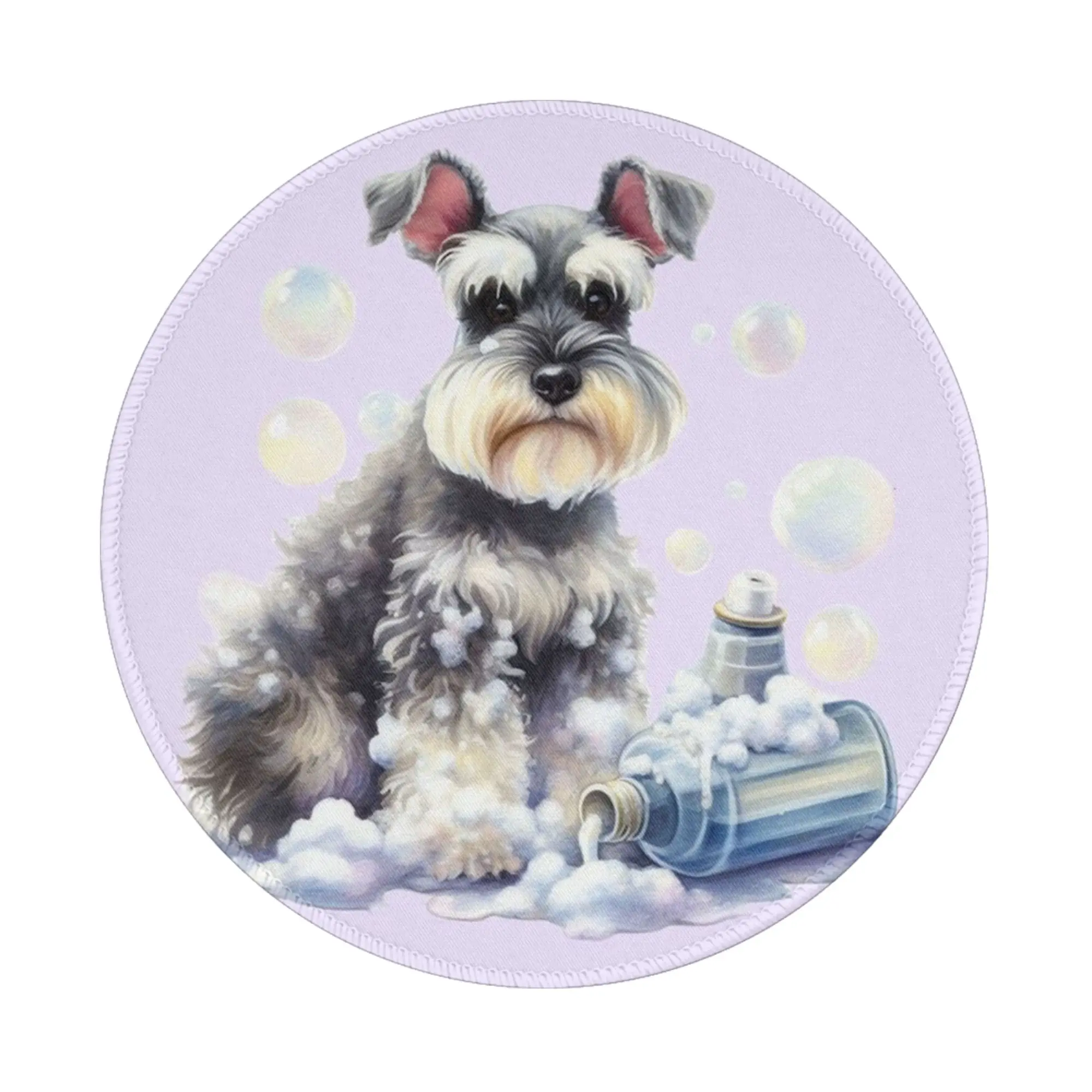 Miniature Schnauzer Bath With Bubbles Mouse Pad Computer Keyboard Mouse Mat Gaming Laptop Desk Mat Office Accessories Table Mats