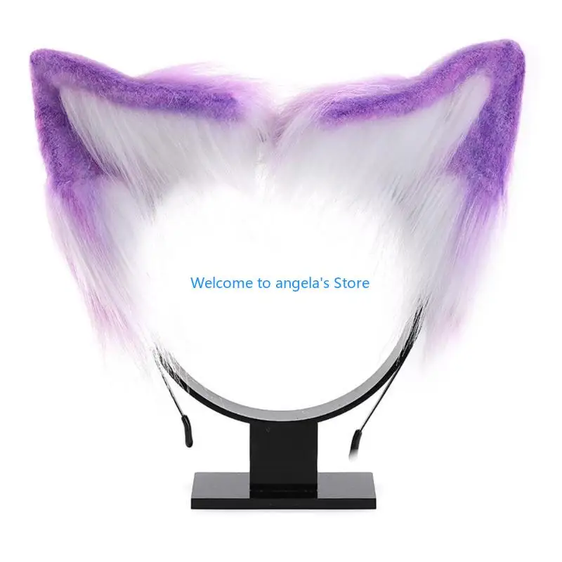 X4YC 猫耳手作り動物毛皮の子猫ヘッドバンドヘアフープ仮装用