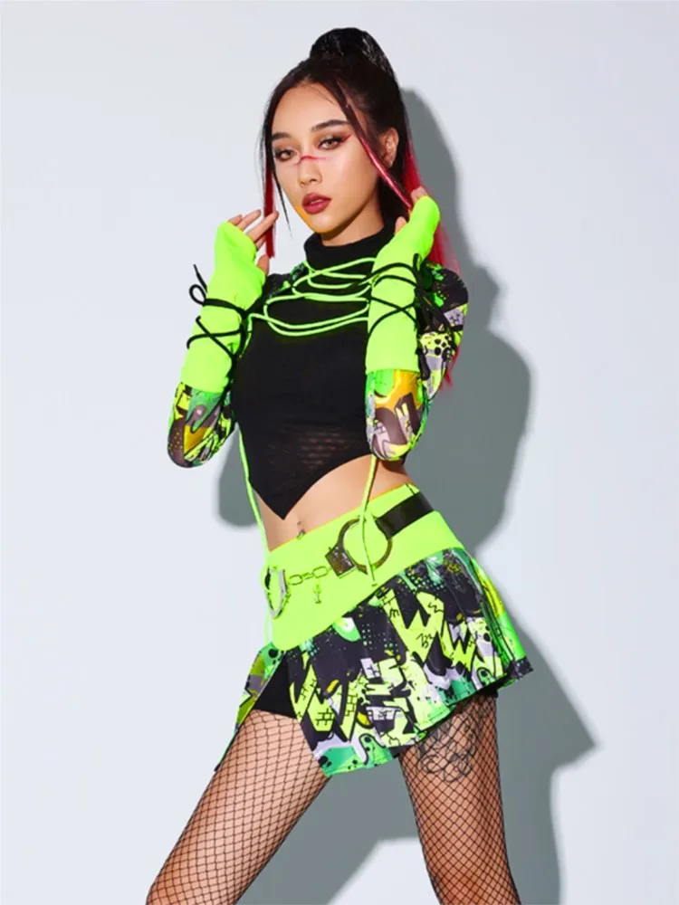 

New Green Sexy Girl Group Singing Costumes Hip Hop Group Style Stage Clothing