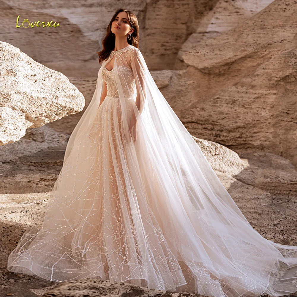 

Loverxu A-Line Luxury Wedding Dresses 2024 Strapless With Jacket Vestido De Novia Lace Beaded Embroidery Stunning Robe De Mariee