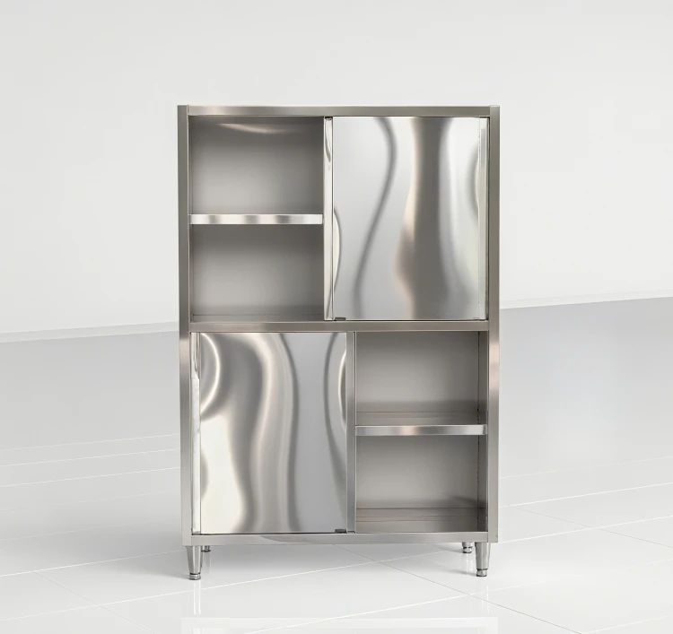 

Modern Stainless Steel Double Sliding Door Storage Cupboard Organizer for Kitchen Design for Hotels and Restaurants