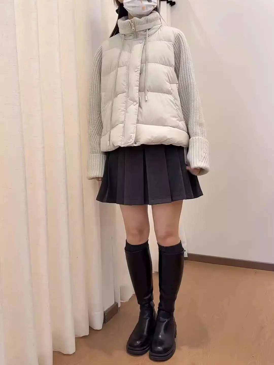 

Корейский стиль: вязаная куртка из хлопка с ребристой отделкой, легкая, утепленная, с длинными рукавами, для женщин, зимний дизайн