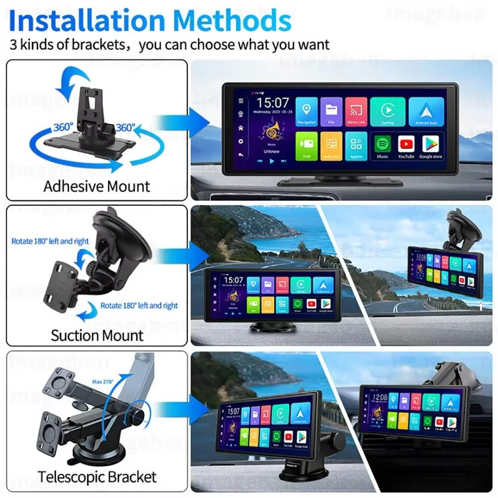 Imagebon Car DVR Holder 3M Sticky Mount Long Arm Telescopic Stand 4 Corner Buckle Bracket Video Recorder Accessories