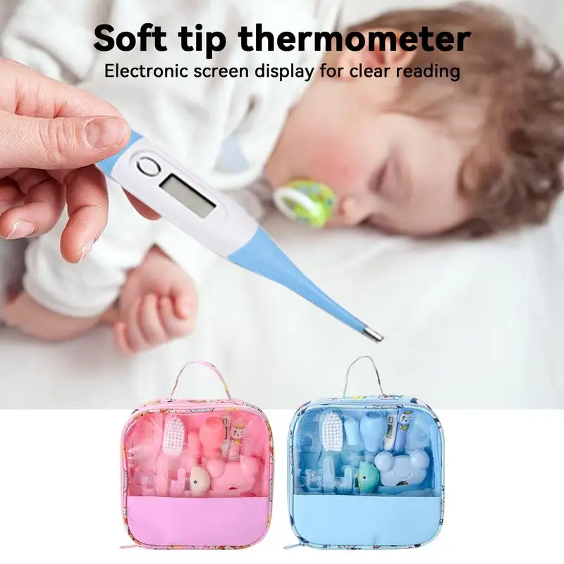 Baby Healthcare Grooming Set 13 Pieces Lightweight Universal Safety Newborn Nursery Care Set Nail Trimmer Nasal Aspirator