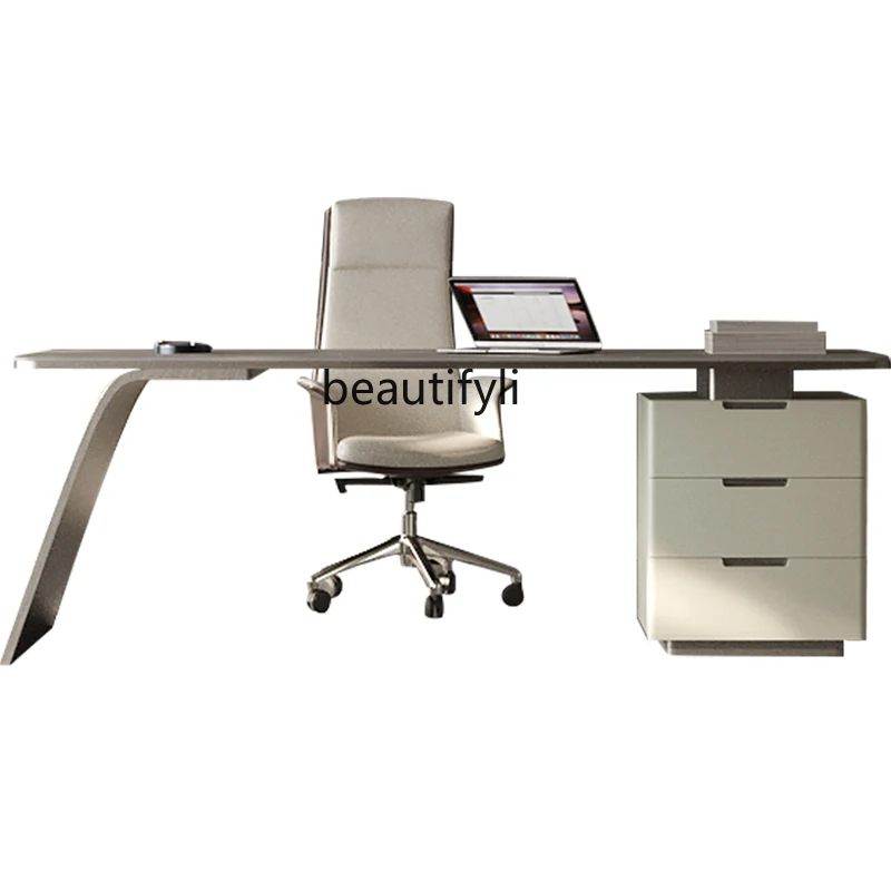 Italian Minimalist Stone Plate Desk Desk Computer Integrated Desk Modern Simple and Light Luxury Desk