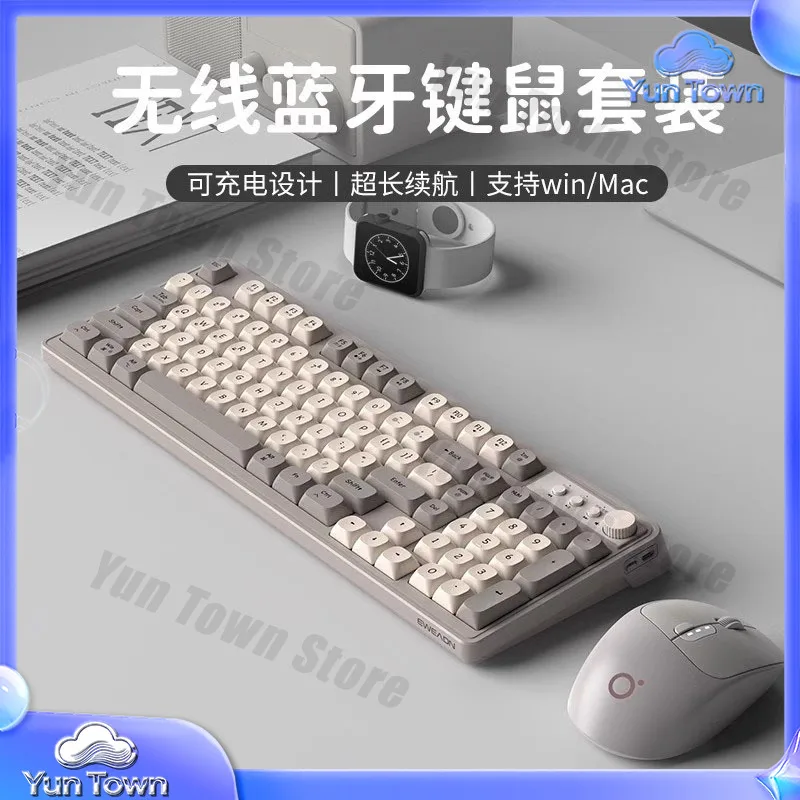 Wireless Keyboard and Mouse Set for Computer Office and Esports Gaming with Silent Mechanical Feel Bluetooth Connectivity