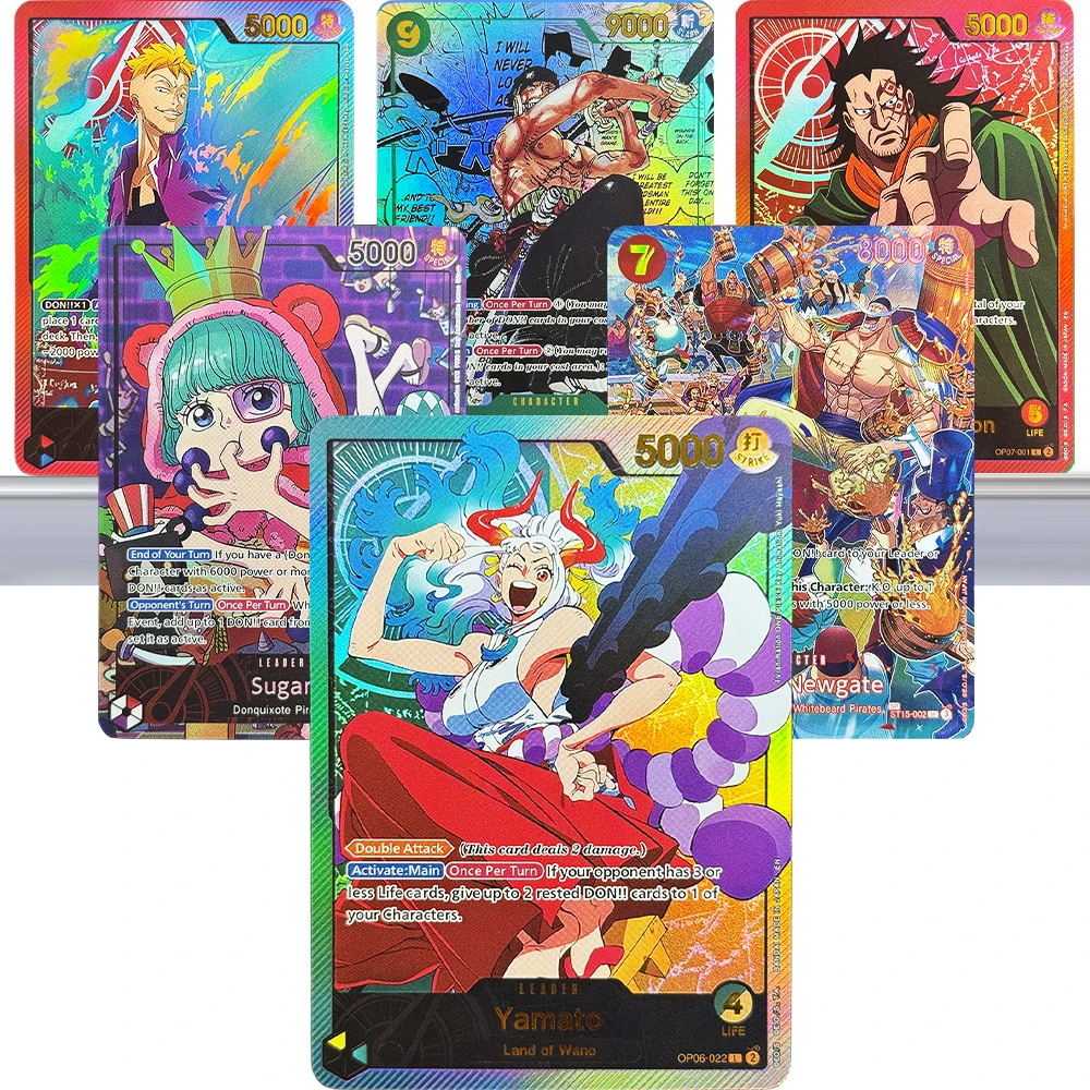 Anime OPCG Collection Game Cards Yamato Sugar Roronoa Zoro Marco Edward.Newgate Gecko Moria Color Flash Card Textured Child Gift