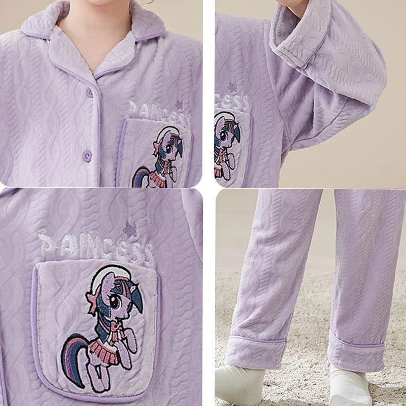 Sweet Anime My Little Pony Long Sleeves Pajamas Girl Autumn Cute Cotton Figure Kawaii Cartoon Figure Suit Outerwear