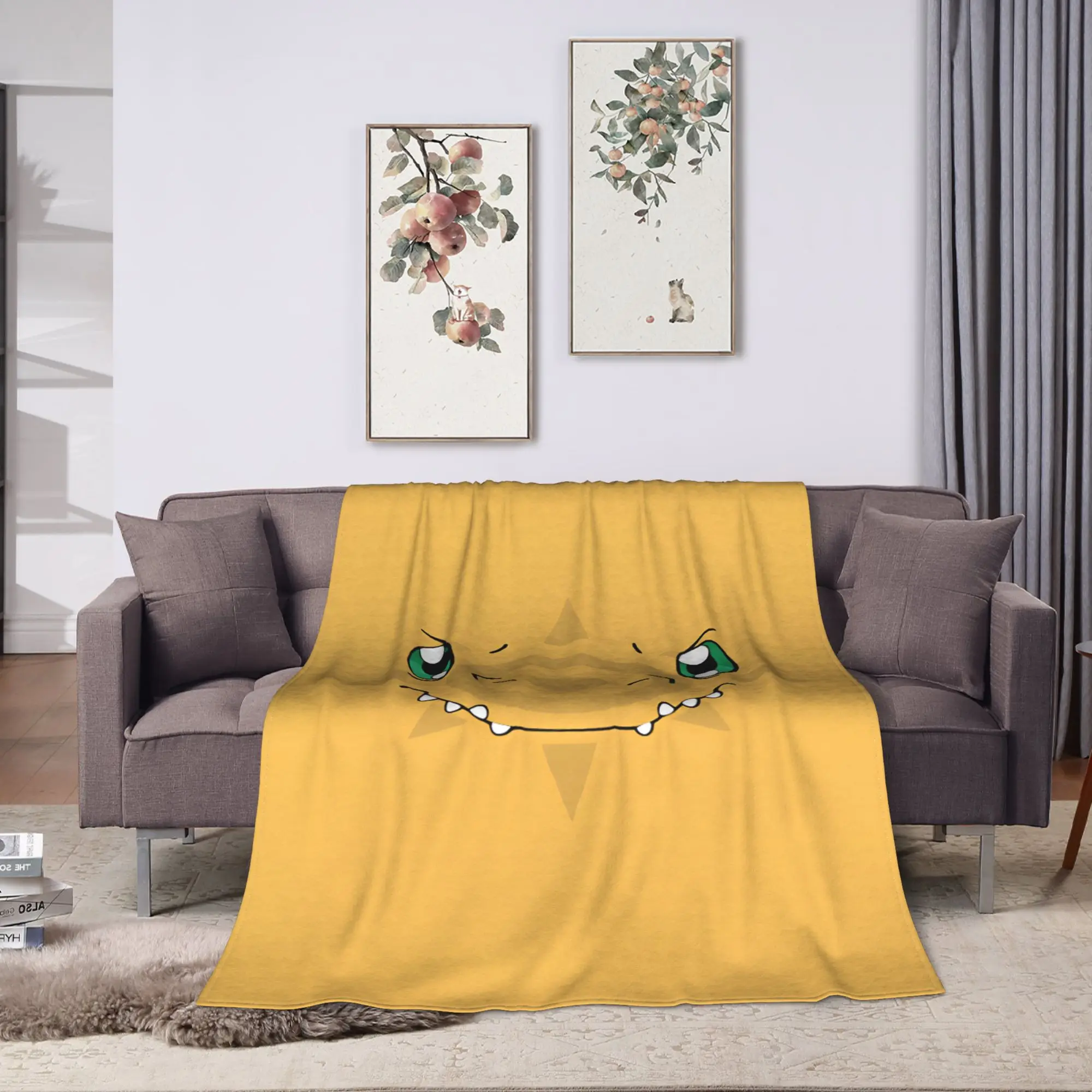 Warm Soft BlanketStudents Decorative Digimons Throw Blanket  Flannel Bedspread For Couch Chair Pattern Sofa Bed Cover