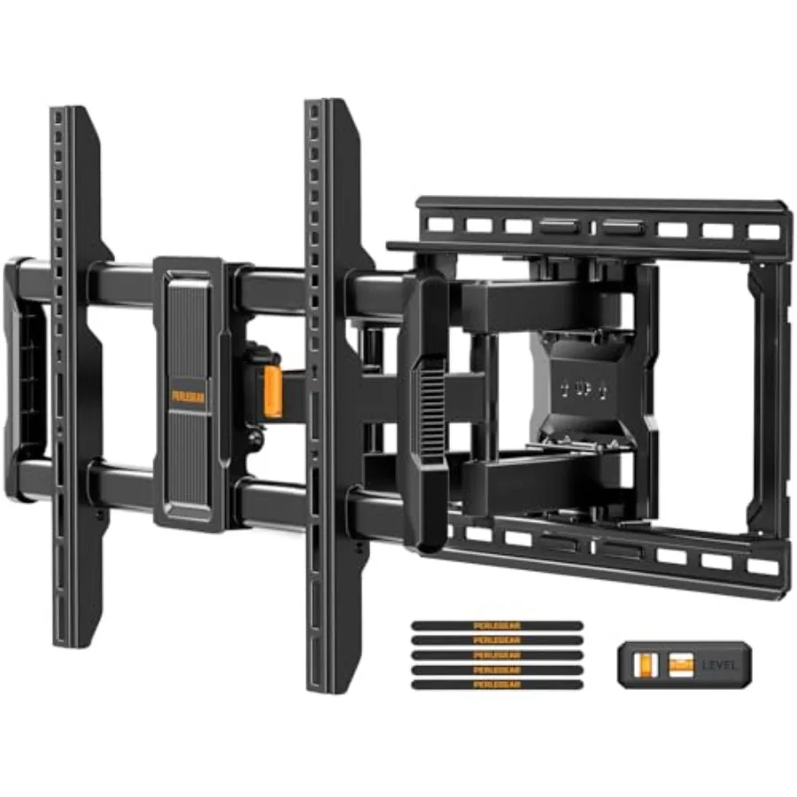 UL-Listed Full Motion TV Wall Mount for 4297 Inch Flat Curved TVs up to 132 lbs 12/16 Wood Studs TV Mount Bracket with Tool-Fre